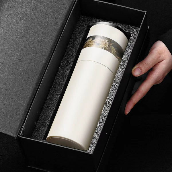 Smart temperature-display insulated tea mug
