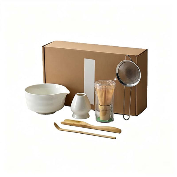 Traditional Japanese matcha set with bamboo whisk