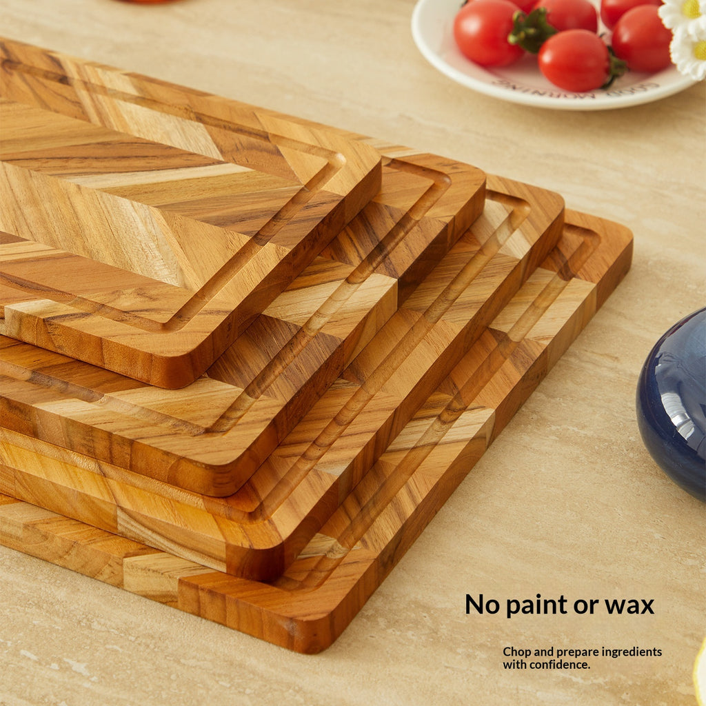 Solid Teak Cutting Board — Double-Sided
