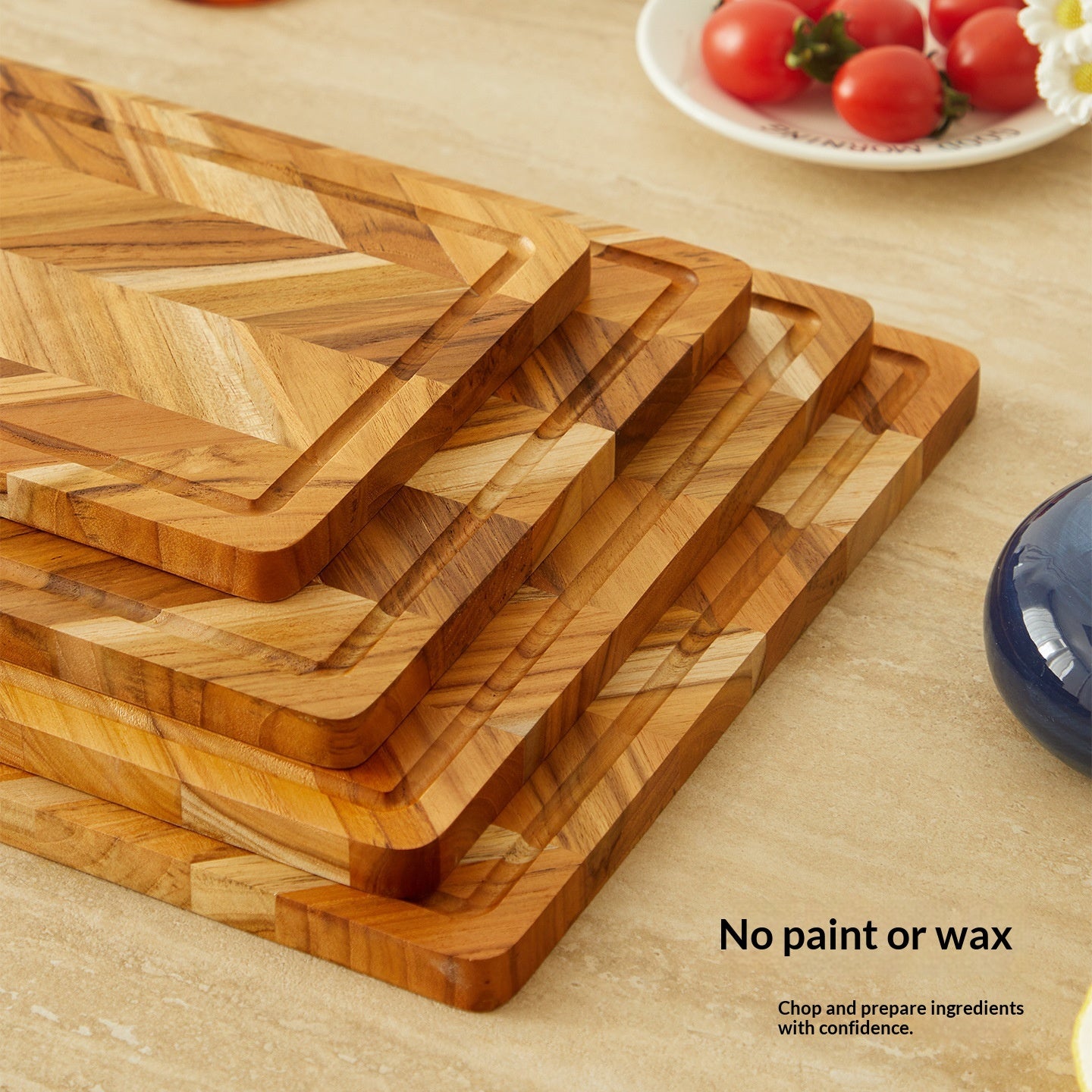Solid Teak Cutting Board — Double-Sided