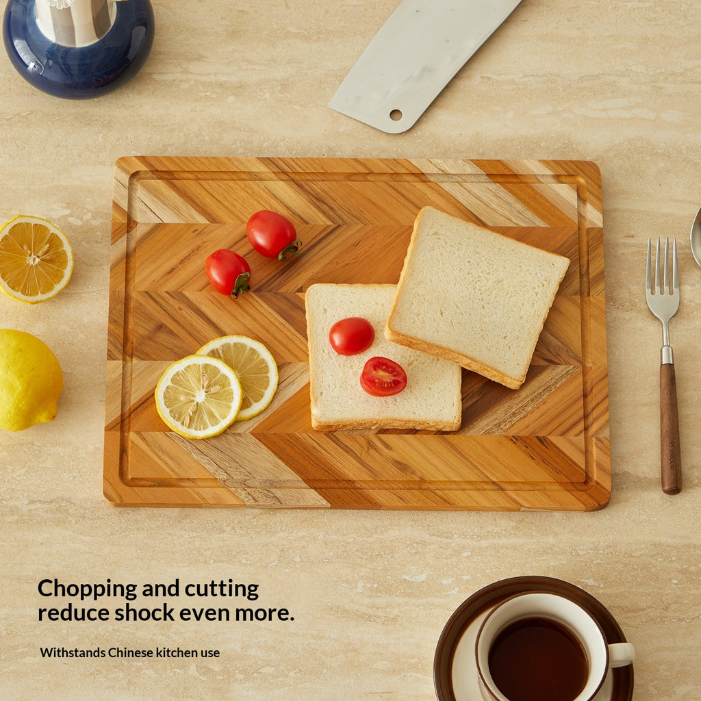 Solid Teak Cutting Board — Double-Sided